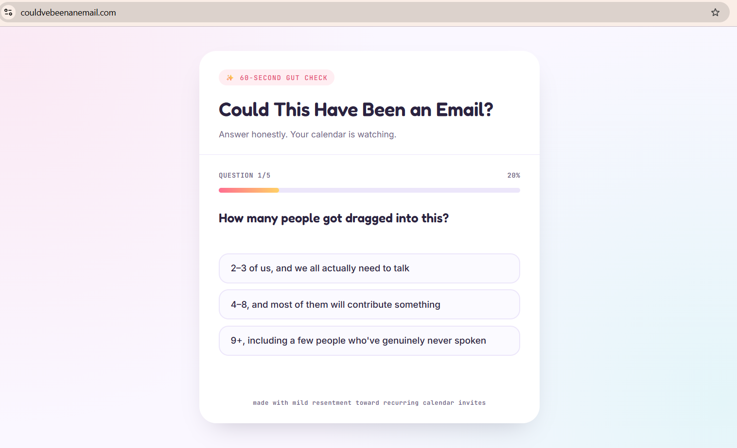 Could This Have Been an Email? — a 60-second gut-check quiz